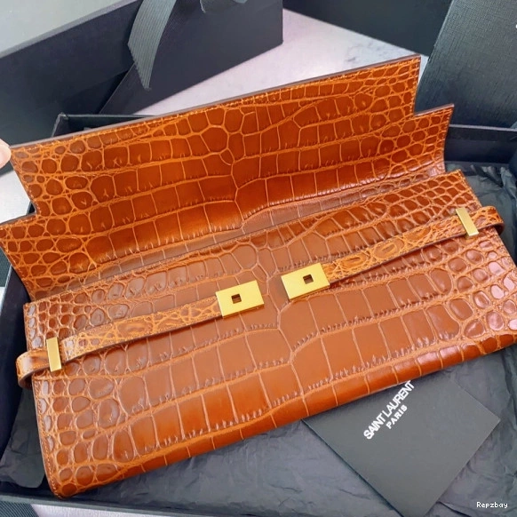 Rep ladies REP CROCODILE-EMBOSSED LEATHER MANHATTAN CLUTCH IN YSL 0731